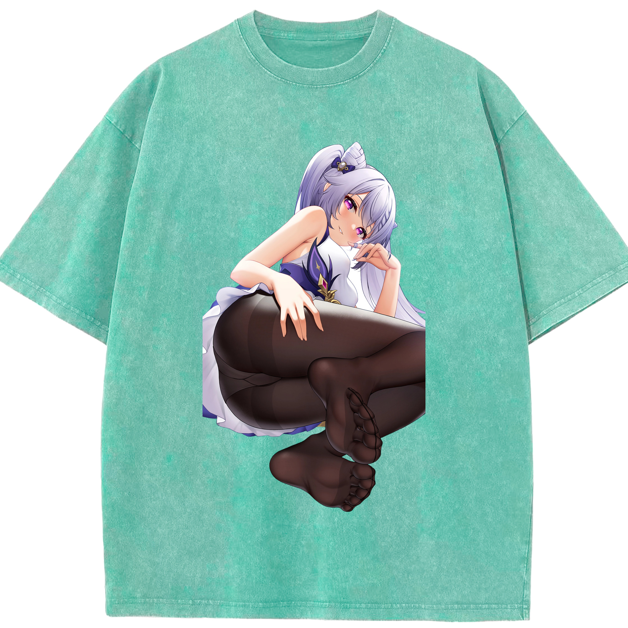 げんし神 刻晴 こくせい genshin Kokusei 綿100% ヴィンテージ風 半袖Tシャツ（フロントプリント）